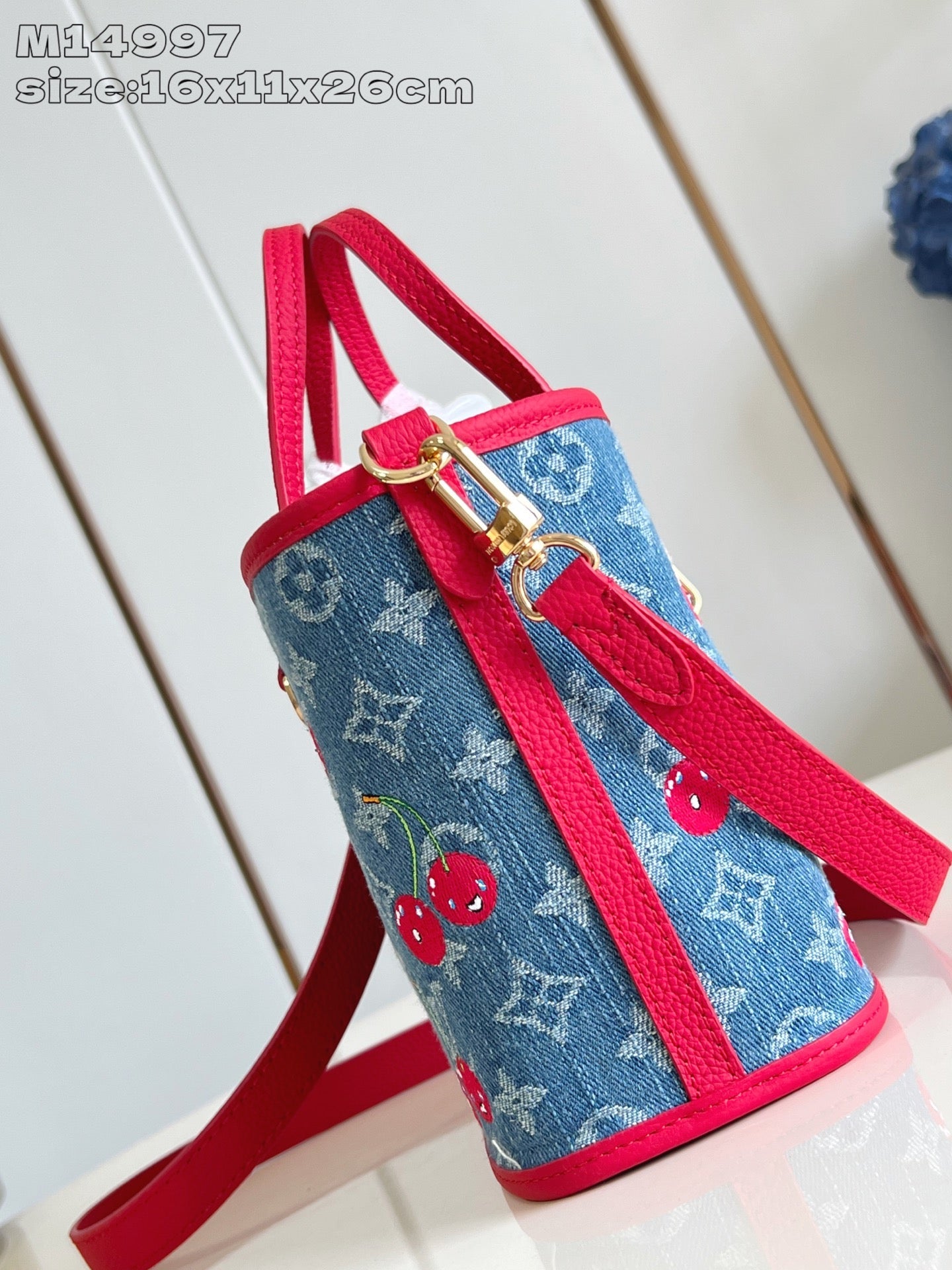 【ルイヴィトン】彩りチェリー刺繍☆ネヴァーフルBB リバーシブル